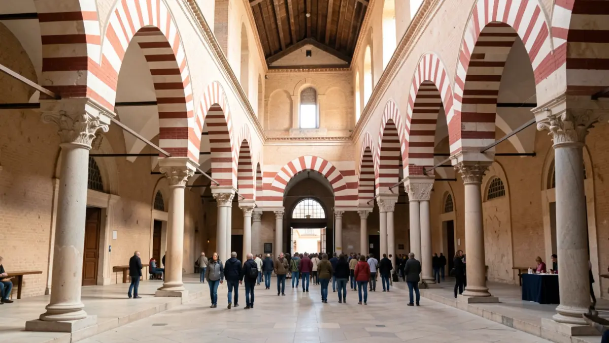 Interior de la Mezquita-Catedral de Córdoba con sus arcos característicos.