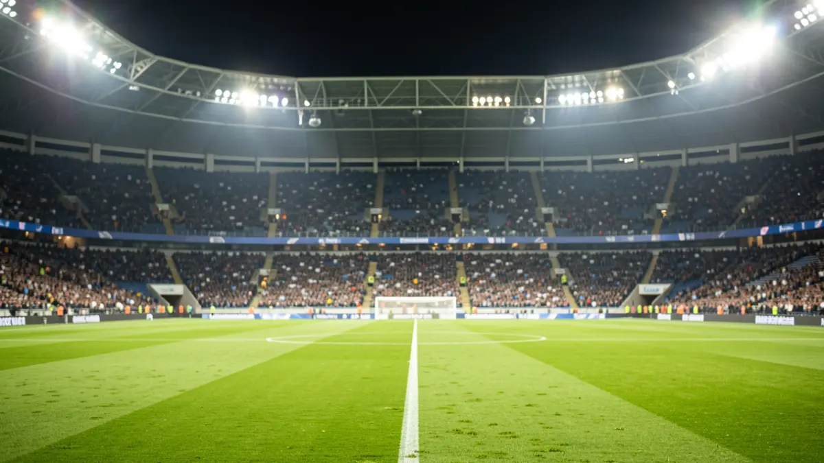 Imagen genérica de un estadio de fútbol vacío con césped y gradas.
