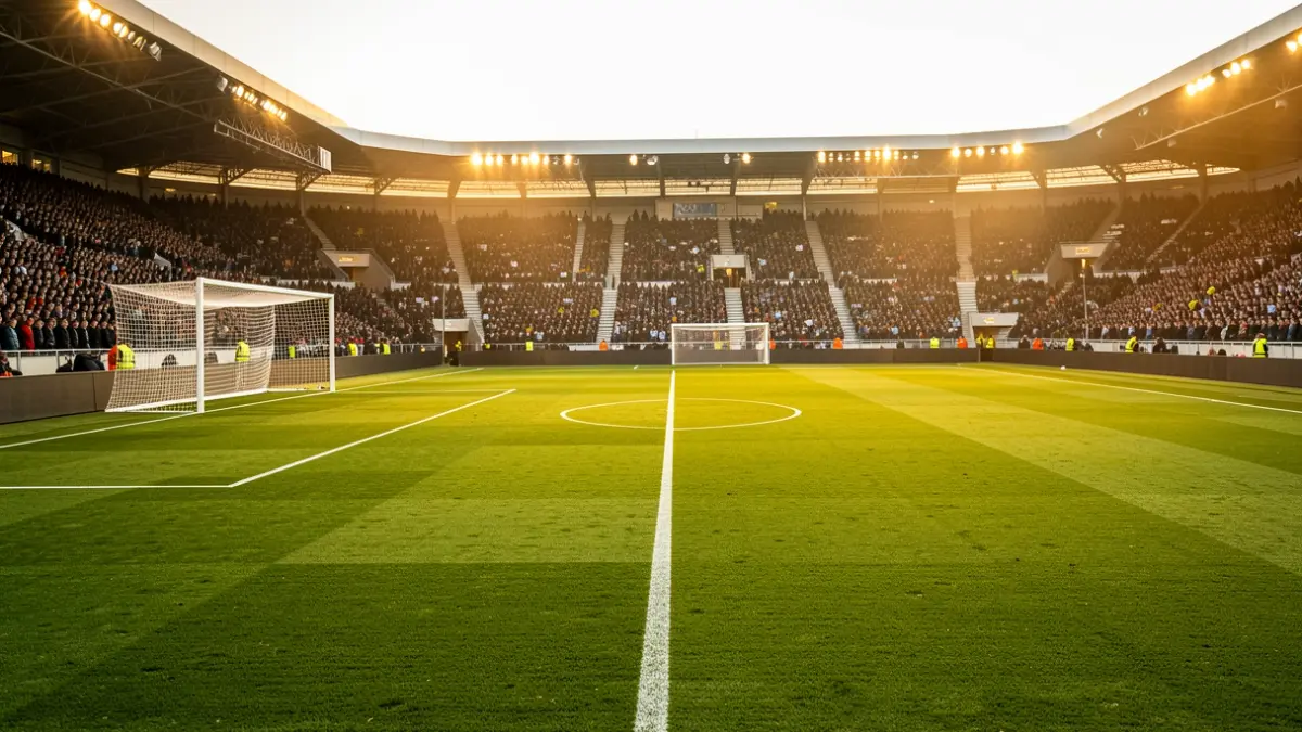 Generic image of a football pitch at sunset.