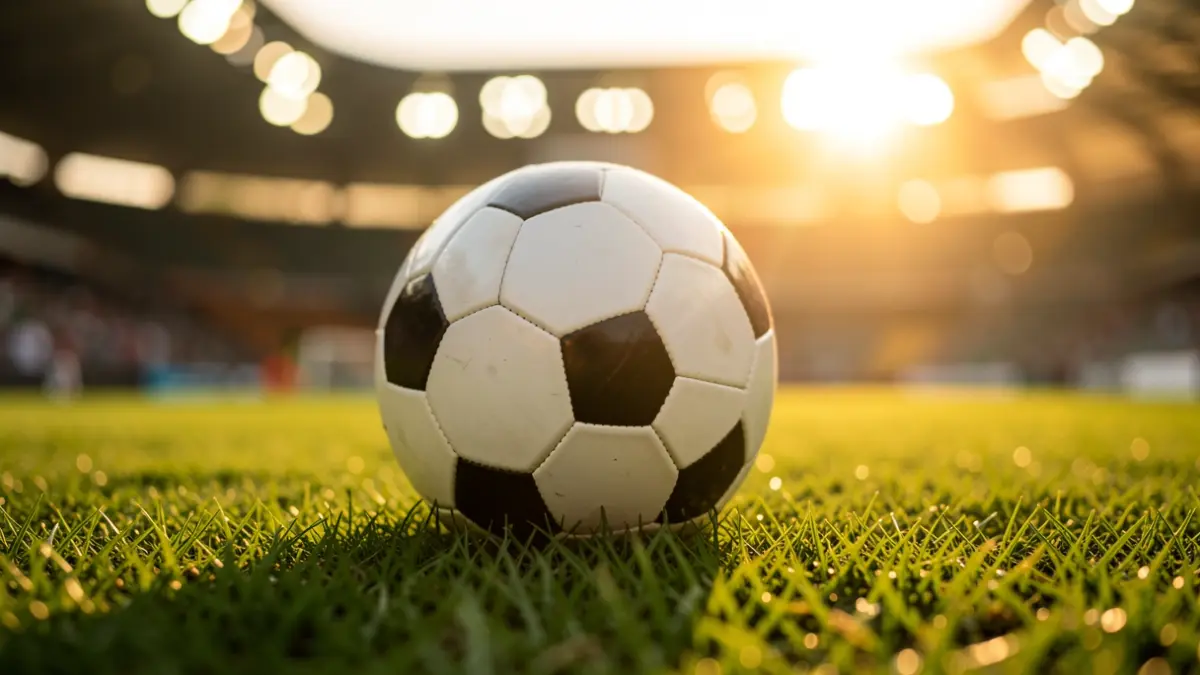 Generic image of a soccer ball on a stadium pitch.