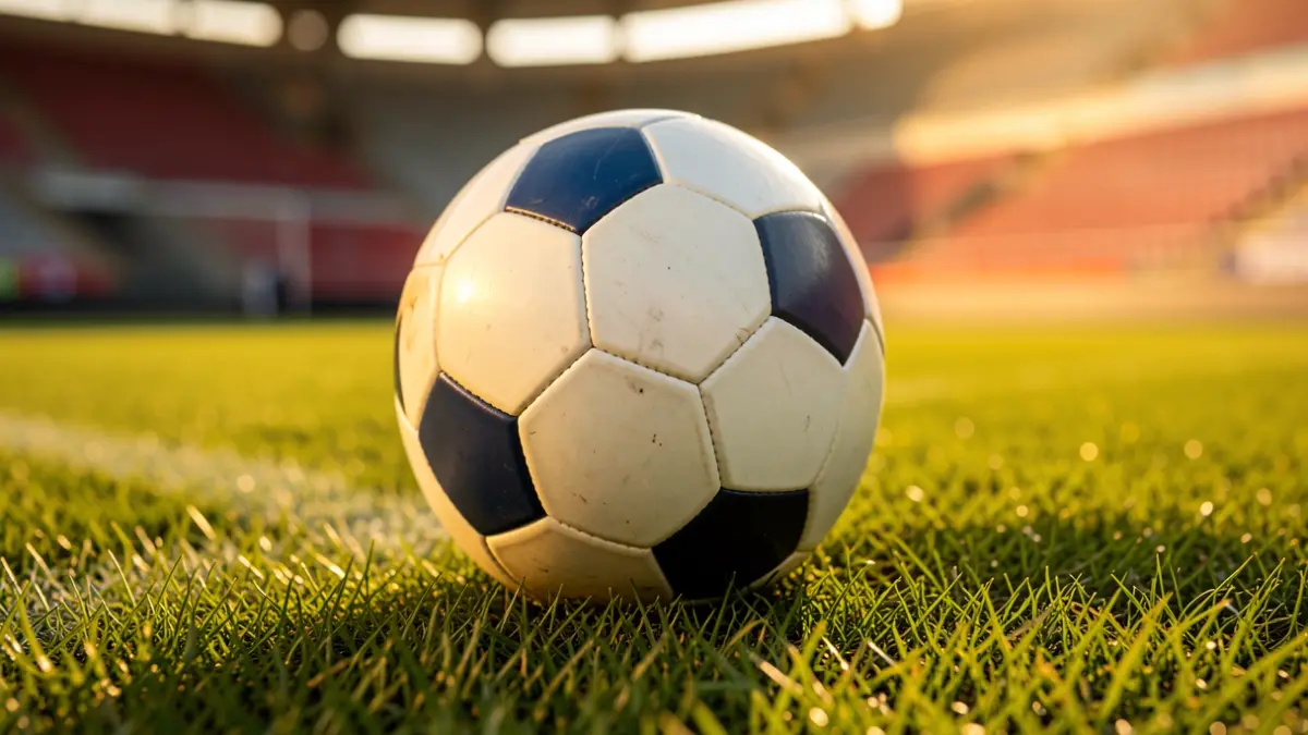 Generic image of a soccer ball on a stadium pitch.