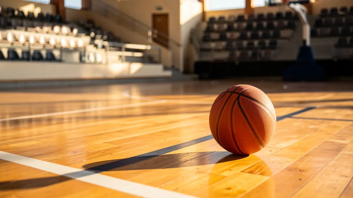 Imagen genérica de una cancha de baloncesto andaluza con luz de tarde.