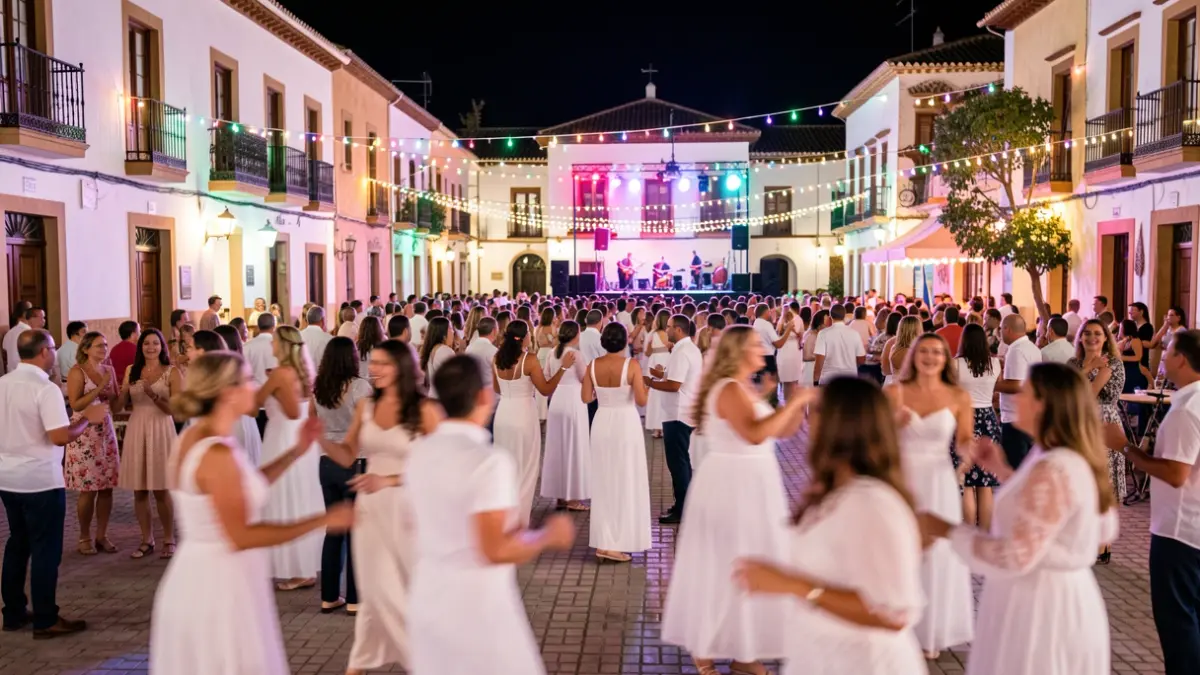 Generic image of a white-themed night party in Andalusia.