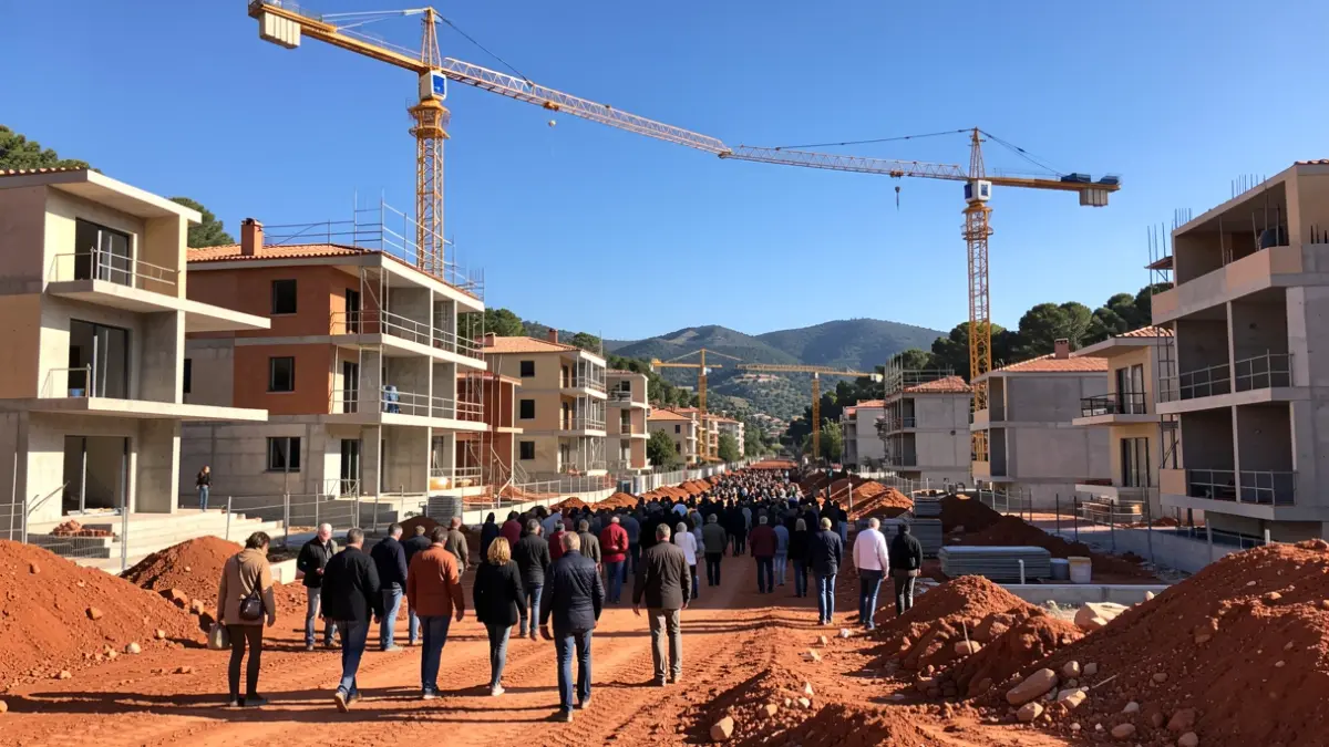 Imagen genérica de una obra de construcción residencial en un entorno mediterráneo.