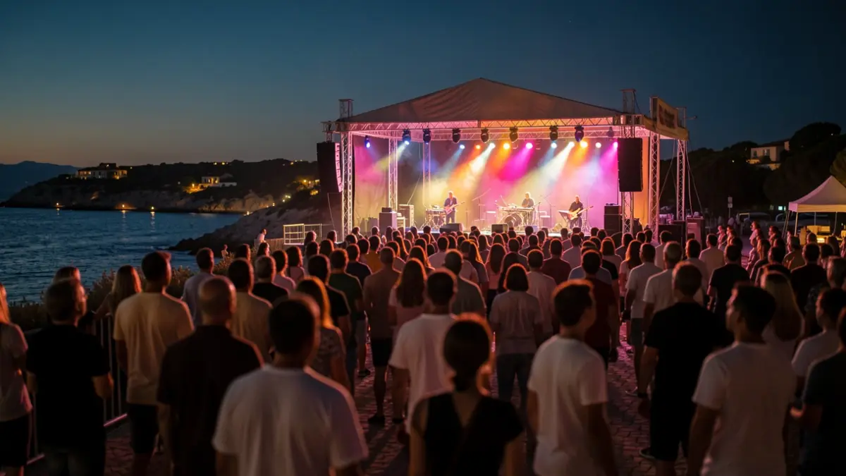 Generic image of an outdoor music festival with night lighting.