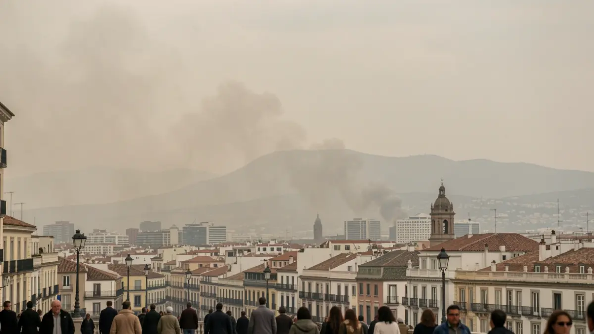 Generic image of a city with a smoke-filled sky.