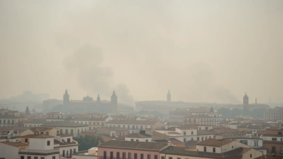 Generic image of a city covered by a dense layer of smoke.