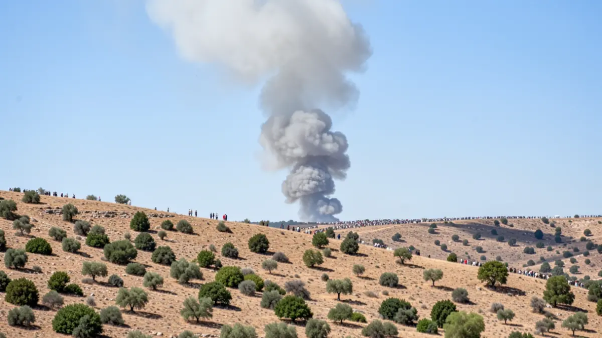 Generic image of a smoke column over forest terrain.