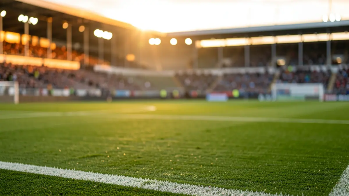 Imagen genérica de un campo de fútbol al atardecer.