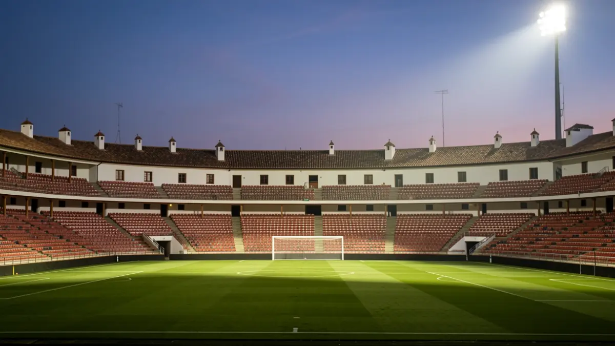 Generic image of a football stadium at dusk.