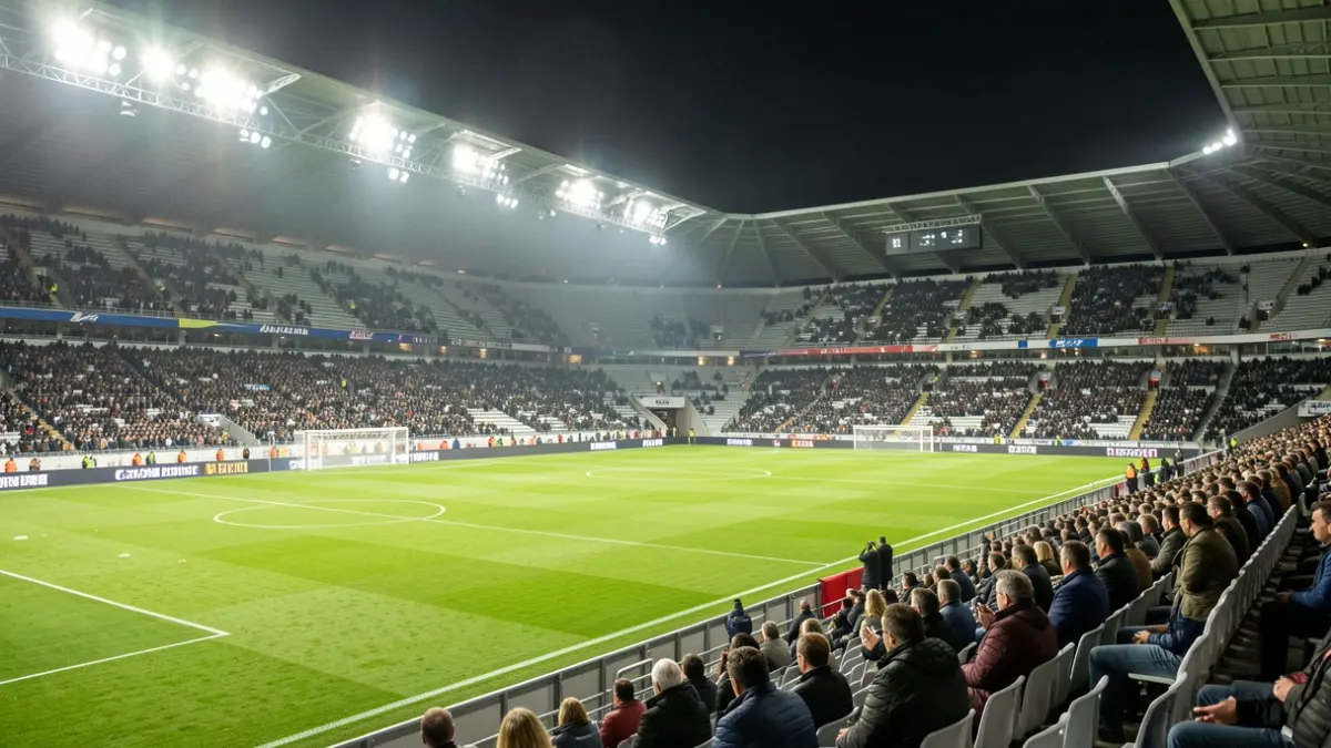 Generic image of an empty football stadium with green grass.