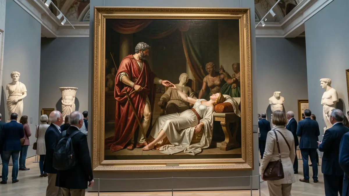 Obra 'Nerón ante el cadáver de Agripina' en restauración en el Museo de Jaén.