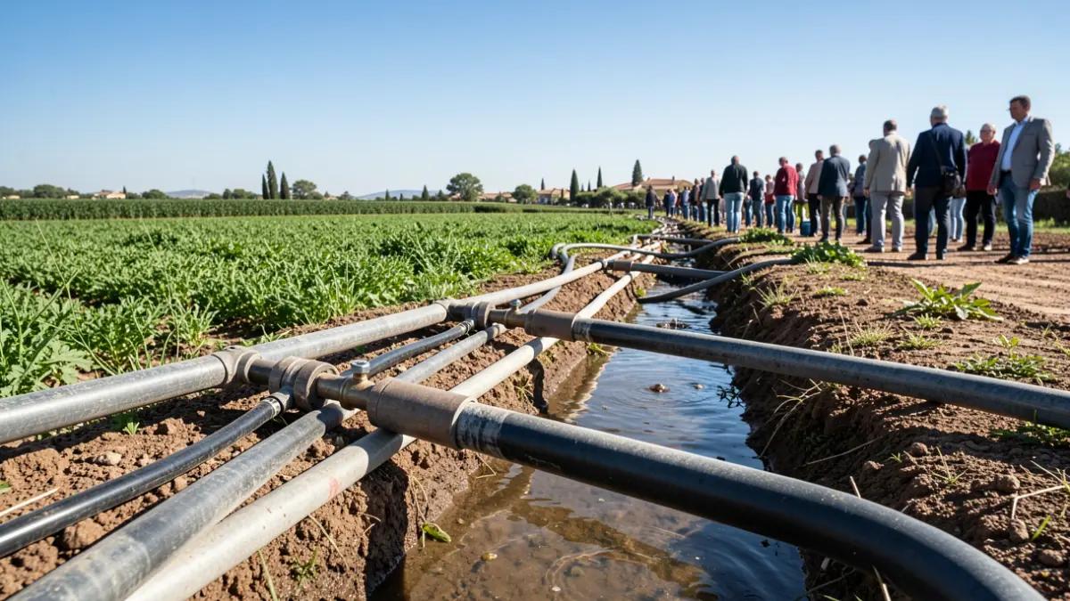 Generic image of irrigation infrastructure in an Andalusian field.