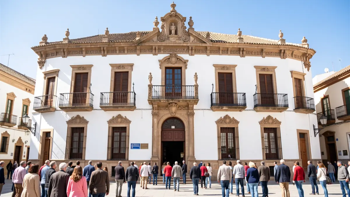 Fachada del Ayuntamiento de Écija, edificio histórico con arquitectura andaluza.