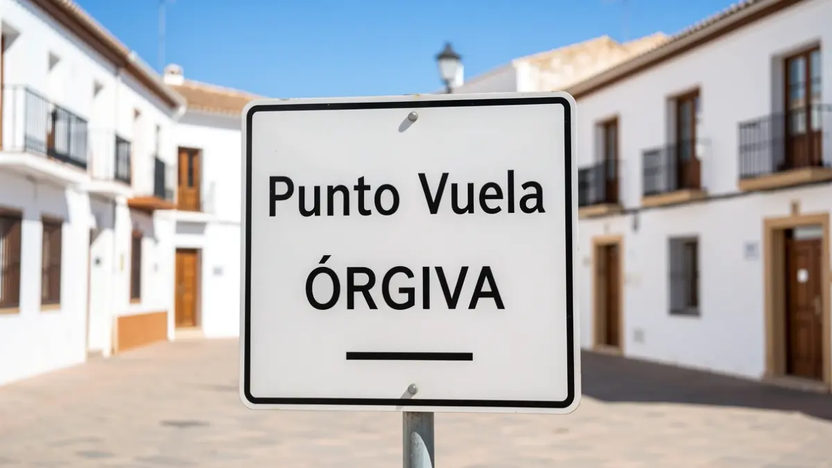 Sign for 'Punto Vuela Órgiva' closed for holidays.