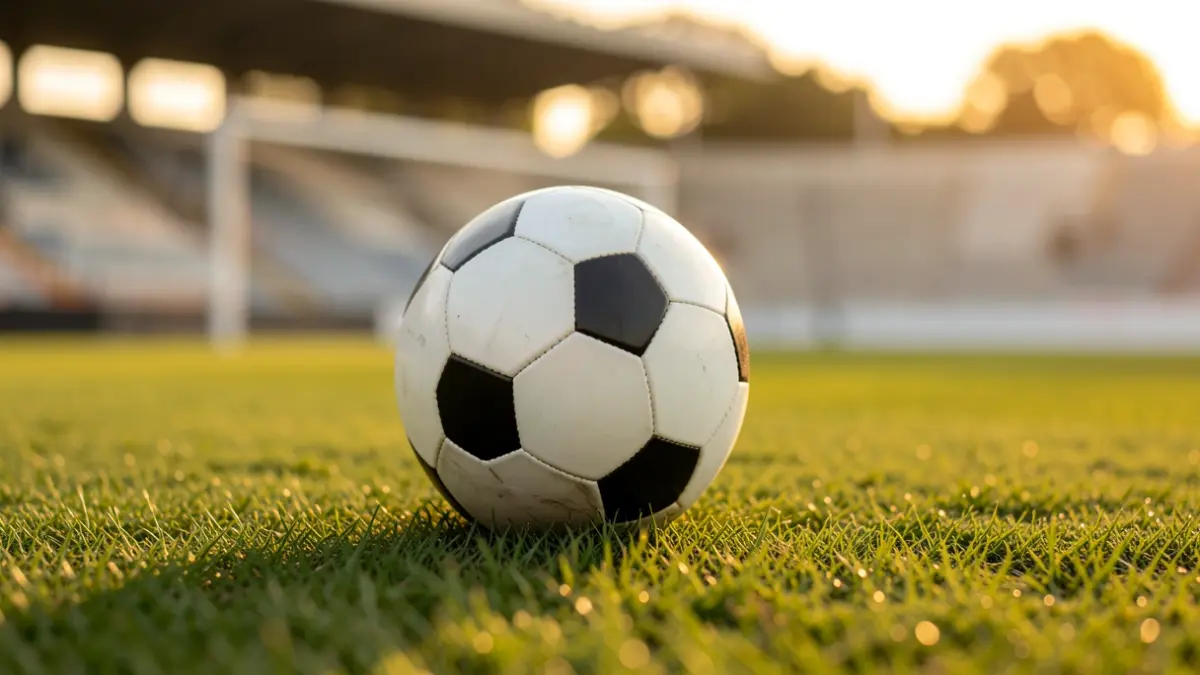 Generic image of a soccer ball on a stadium field.
