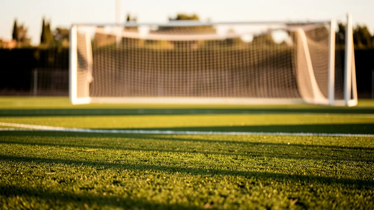Imagen genérica de un campo de fútbol al atardecer.