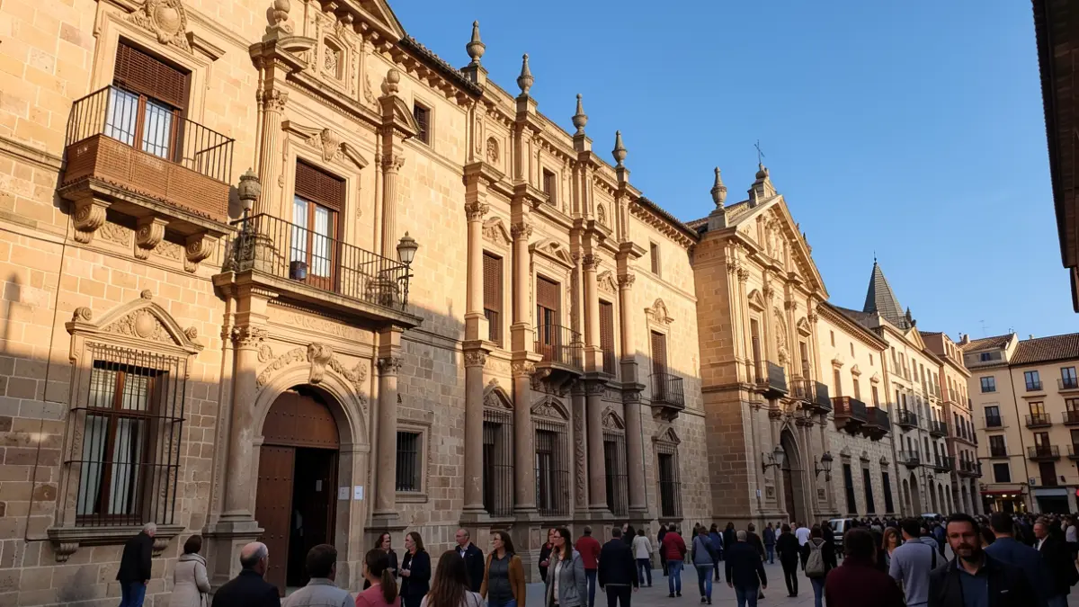 Historic building facade in Granada under sunlight.