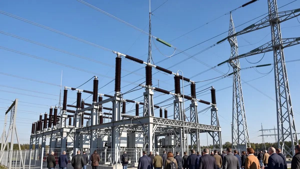 Imagen genérica de una subestación eléctrica con líneas de alta tensión.