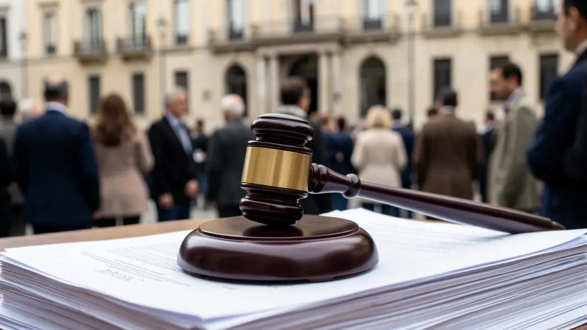 Imagen genérica de un mazo de juez sobre documentos legales.