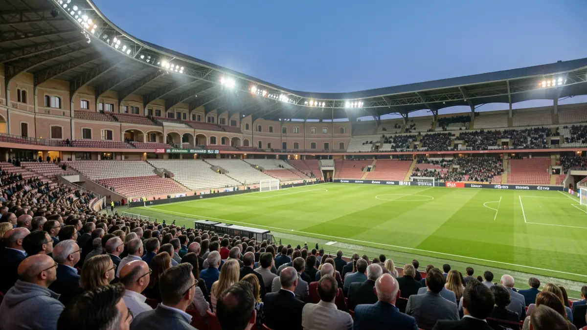 Generic image of a football stadium at dusk.