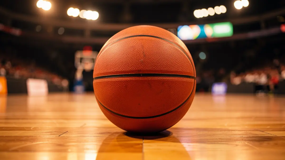 Generic image of a basketball on a court.