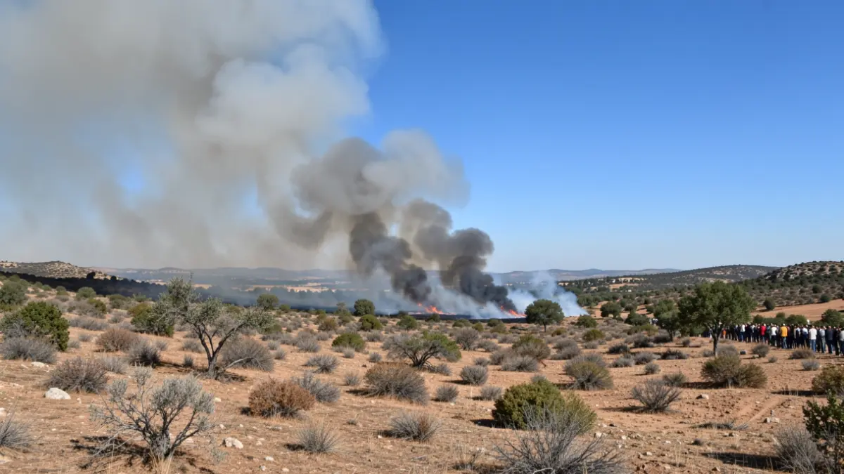 Imagen genérica de humo de incendio forestal en un paisaje seco.