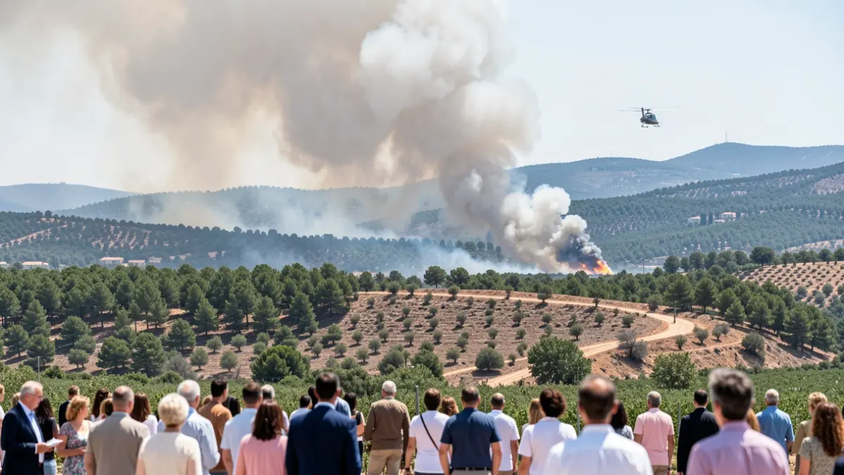 Generic image of a forest fire with smoke and aerial resources.