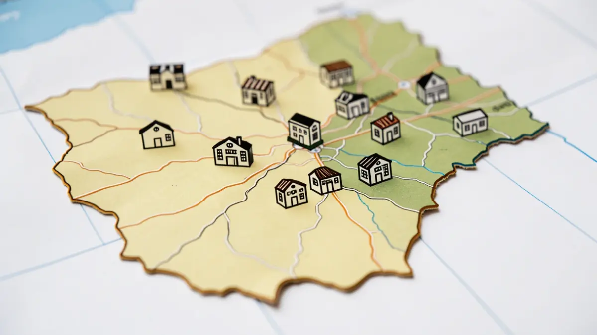 Map of Andalusia showing the distribution of bilingual educational centers, highlighting the gap between rural and urban areas.