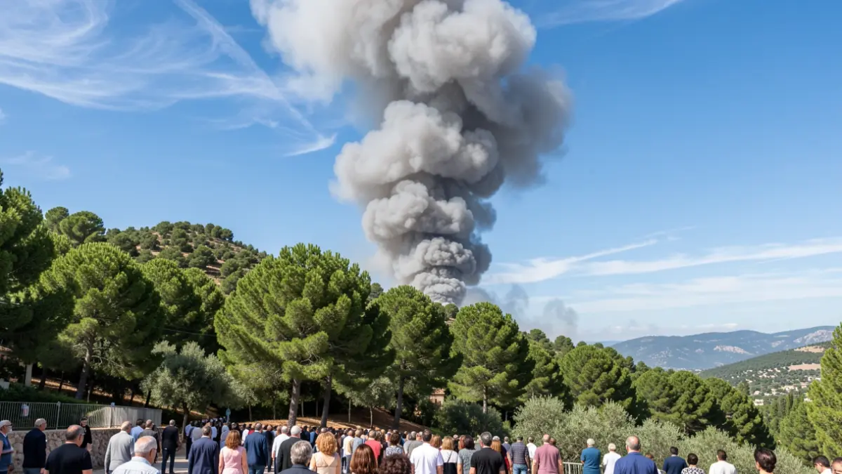 Generic image of a smoke column over a forest in Andalusia.