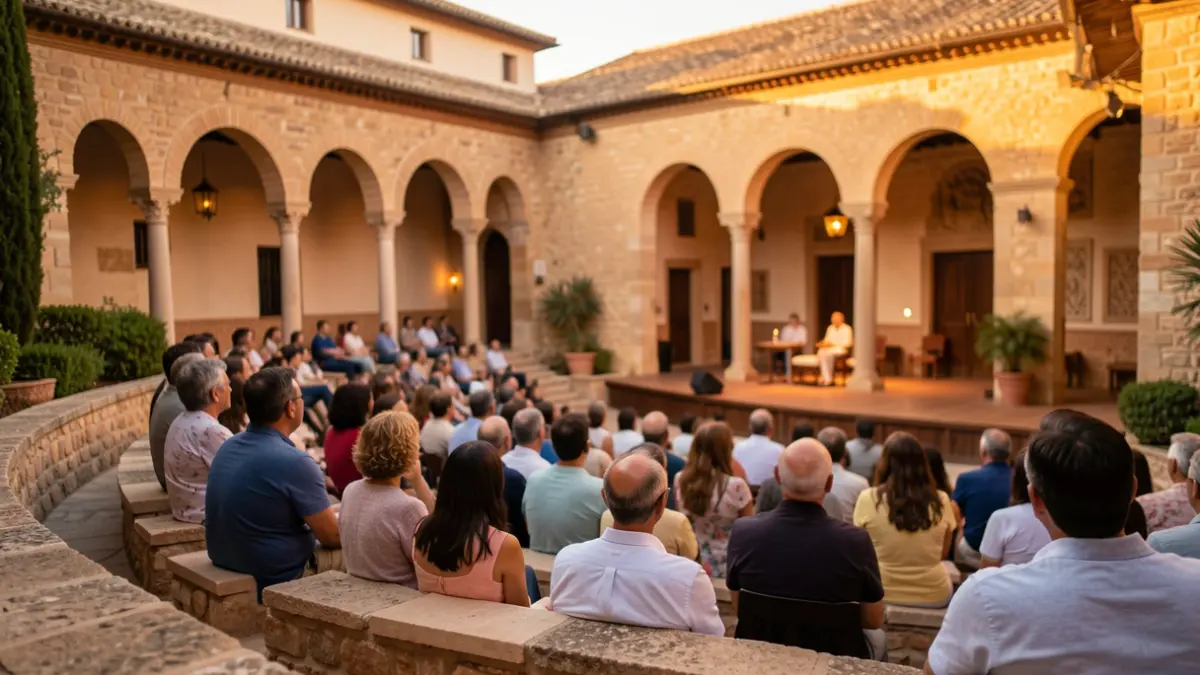 Escena de teatro al aire libre en Andalucía con público.