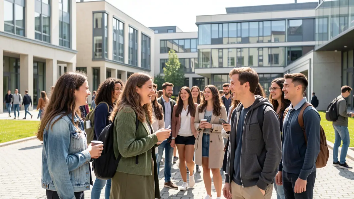 Generic image of international students on a university campus.