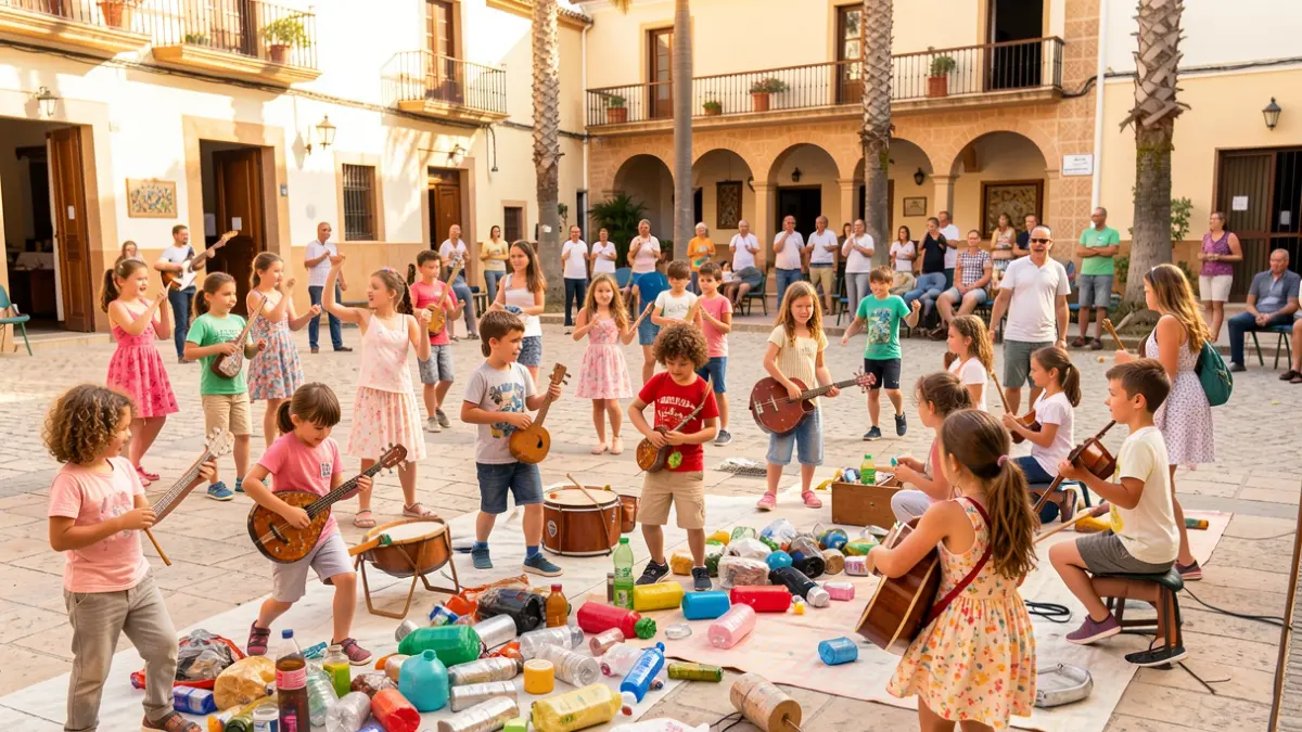 Niños participando en talleres creativos y de danza en la Escuela de Verano Municipal de Música y Danza de Ronda.