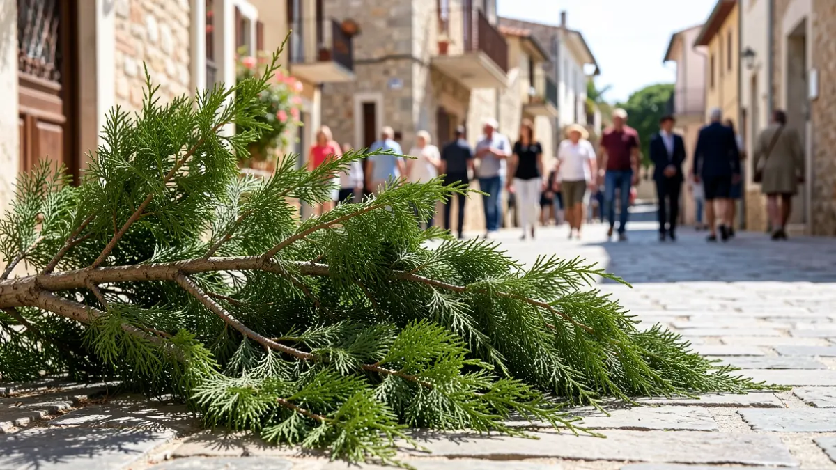 Image of a fallen cypress tree on a street after a strong wind episode.