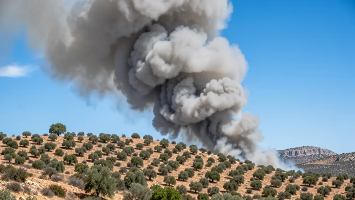 Imagen genérica de una columna de humo elevándose sobre una ladera de vegetación seca en Andalucía.