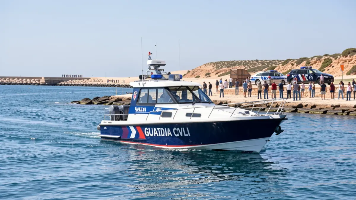 Image of a Guardia Civil operation on the coast of Huelva against drug trafficking.