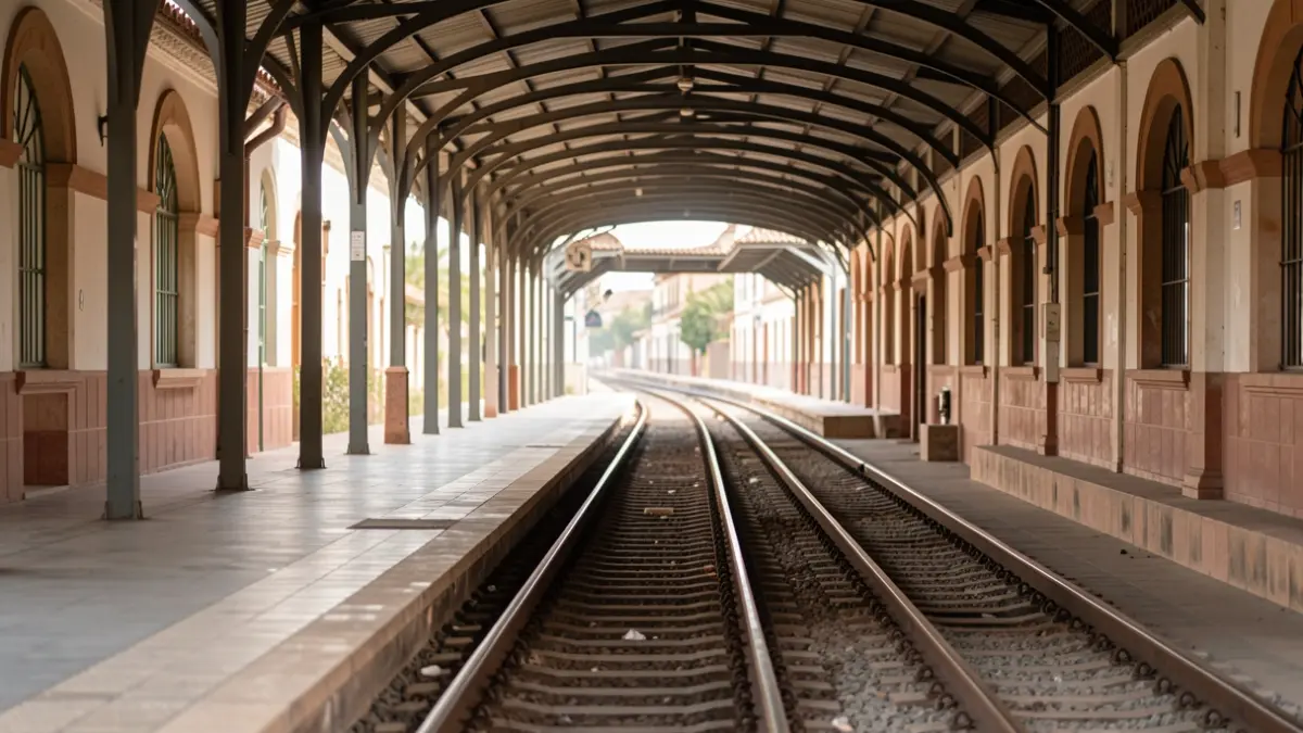 Generic image of an empty train station in Andalusia.