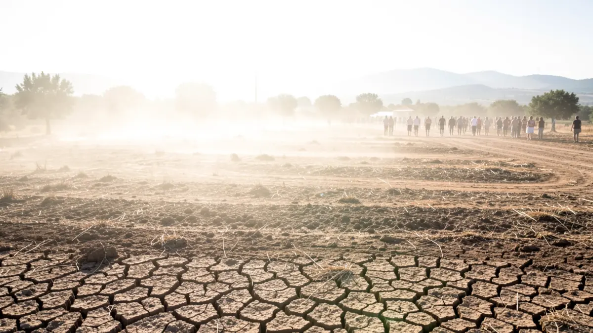 Generic image of a dry landscape under intense sun during a heatwave.