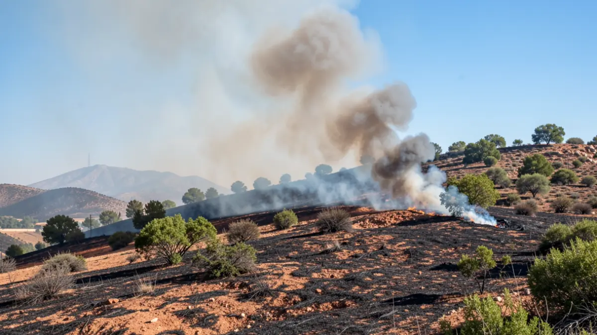 Imagen genérica de un incendio forestal en una ladera.