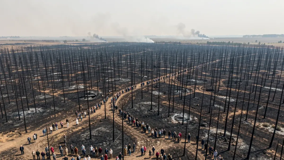 Imagen genérica de un paisaje devastado por un incendio forestal.
