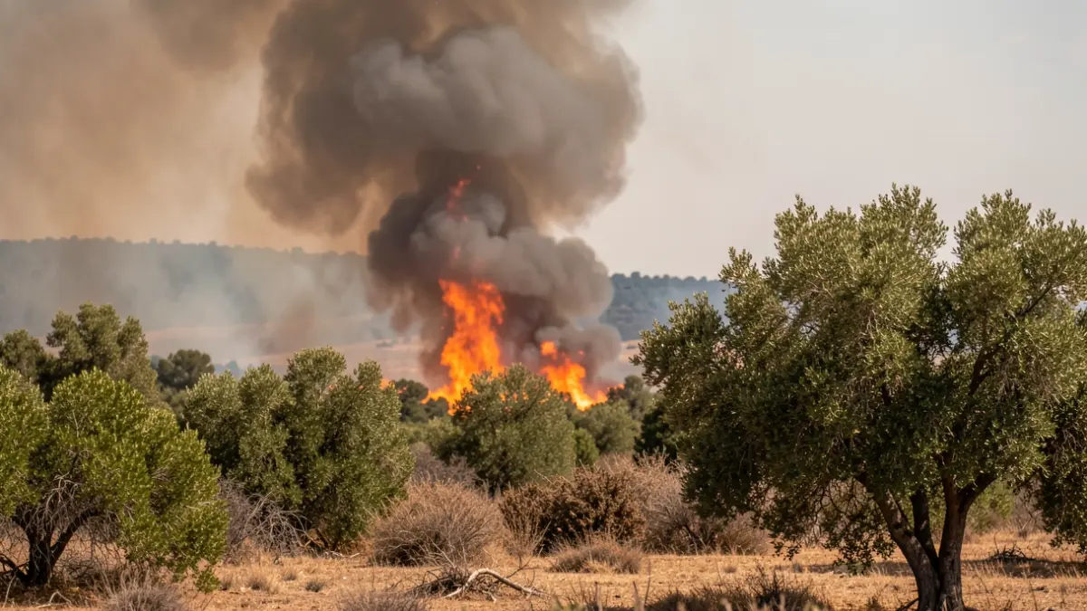 Imagen genérica de un incendio forestal con humo denso.