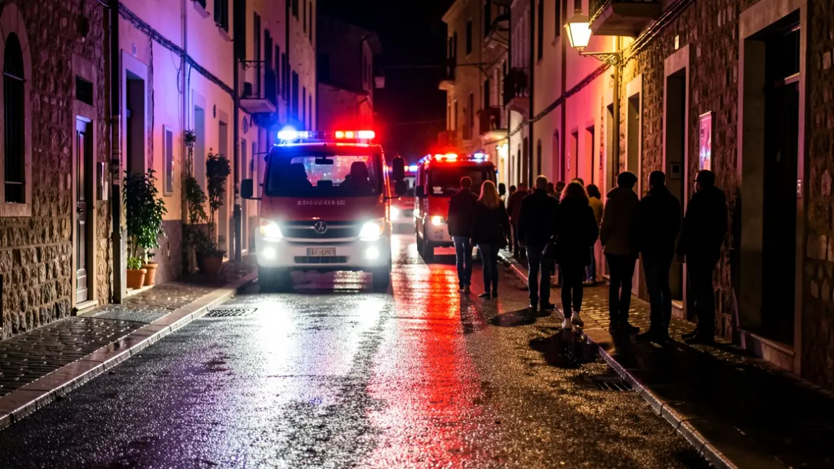 Generic image of emergency lights on a street during a night intervention.