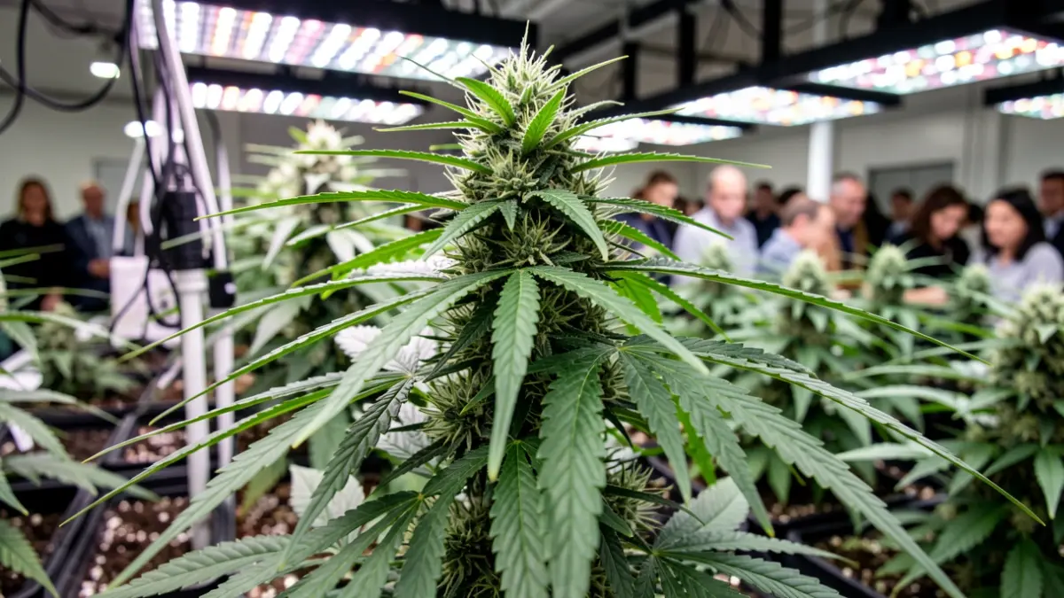 Marijuana plant in indoor cultivation.