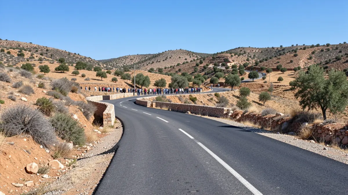 Rural road in Andalusia undergoing improvement works.