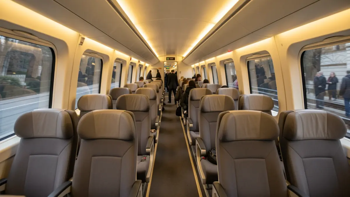 Imagen genérica de un interior de tren de alta velocidad vacío.
