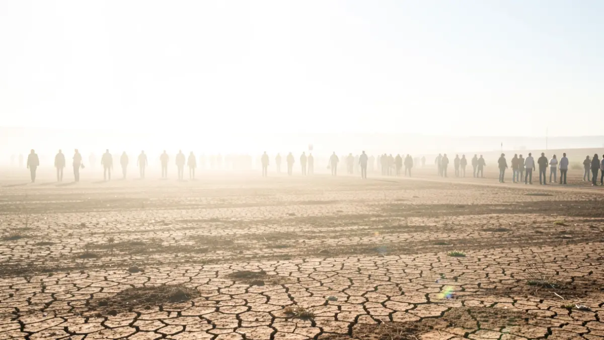 Generic image of a dry landscape under intense sun during a heatwave.