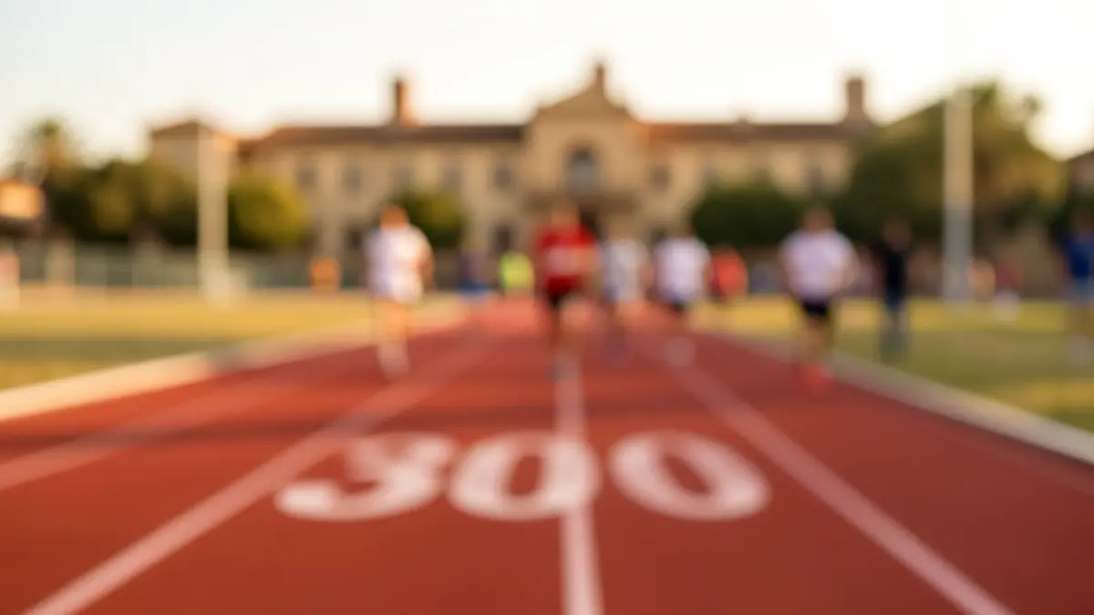 Generic image of a running track with additional bib numbers.