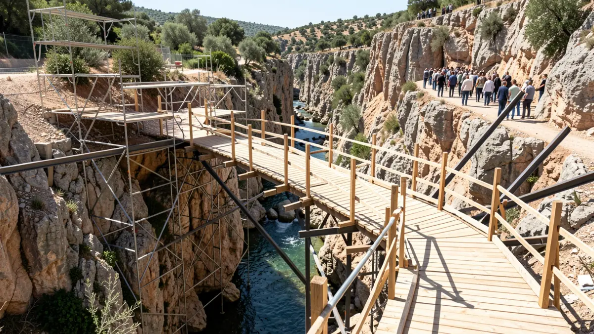 Environmental adaptation works and walkways in the natural setting of Los Cañones in Jaén.