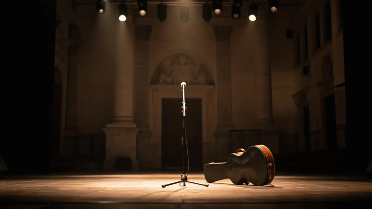 Escenario vacío en el Baluarte de la Candelaria en Cádiz durante el festival de jazz.