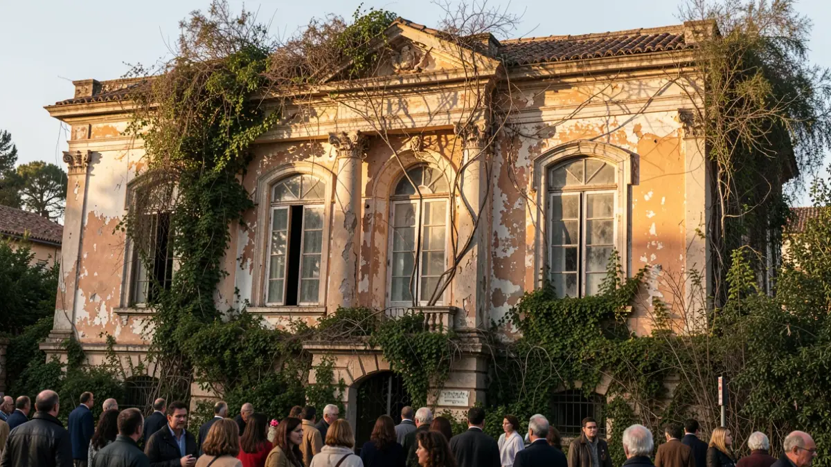 Facade of an abandoned palacete in Andalusia.